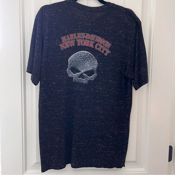 Harley Davidson tee shirt New York City black orange skull size large - Picture 2 of 7